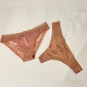 Victoria's Secret Tan Lace Women's Underwear Bundle of 2